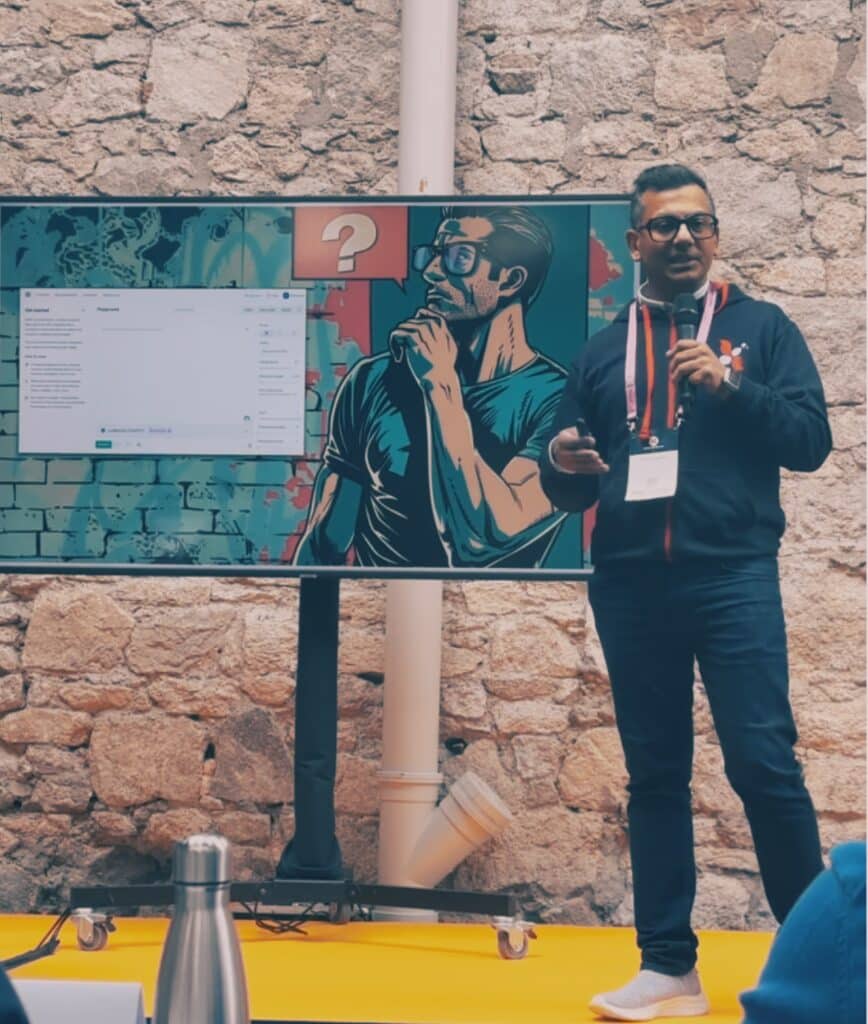 Co-founder Dinesh presents Euryka AI at Startup World Cup, Dublin Tech Summit, 2024