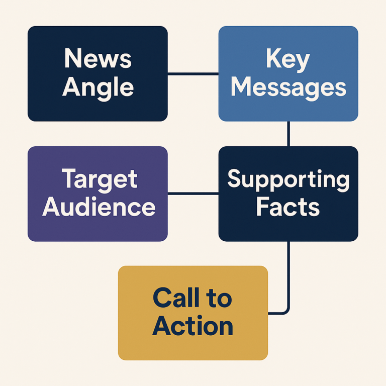 Graphic illustrating the components of an effective media pitch template